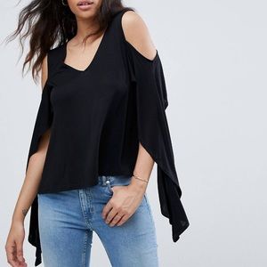 ASOS top with cold shoulder and dramatic ruffle